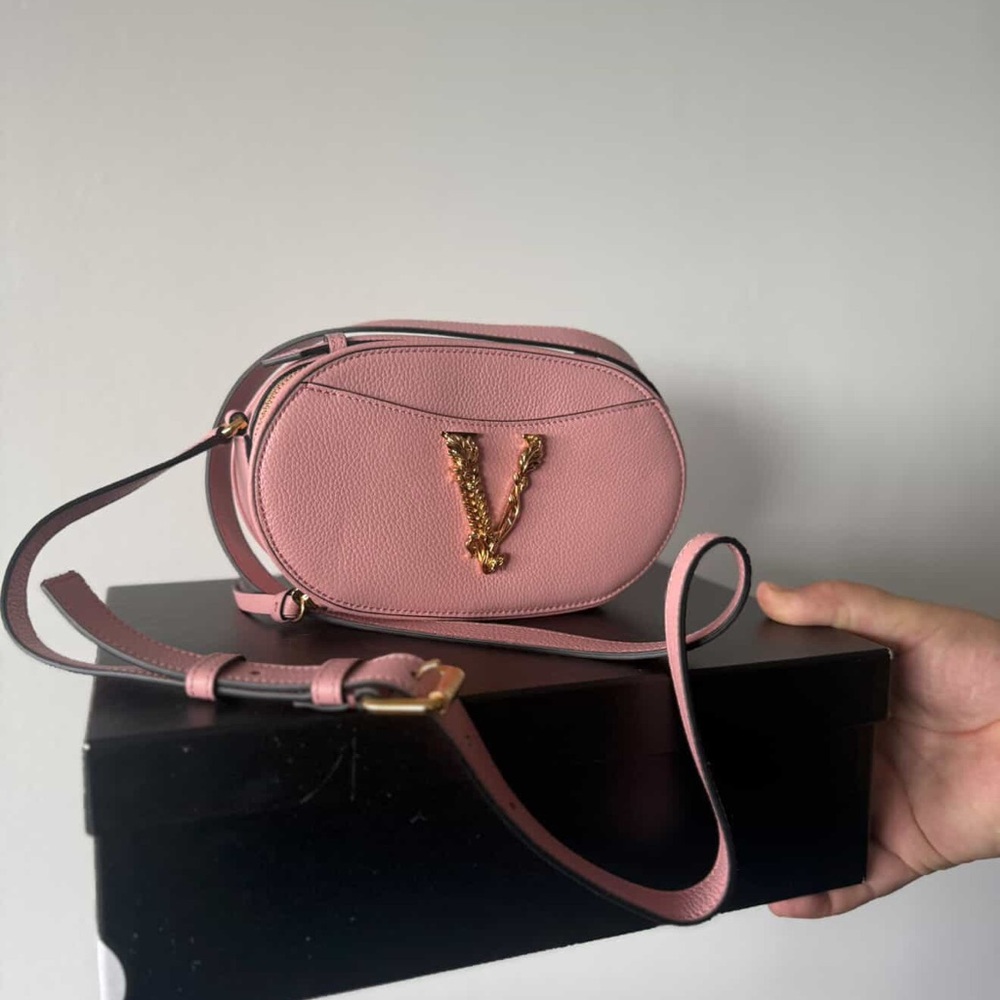 Versace Pink Crossbody Bag with Gold Accent